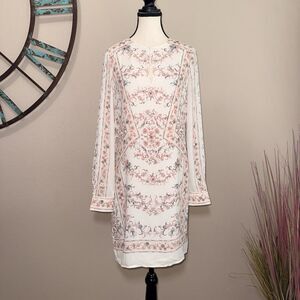BCBGMAXAZRIA  Dress Size Small NWT Long Sleeved Floral Ivory